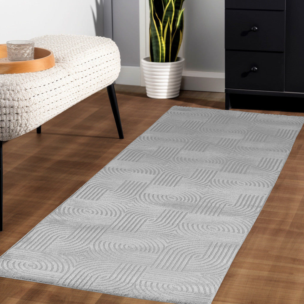 Teppich Kurzflor 3D-Struktur Polypropylen Wohnzimmer_Läufer_