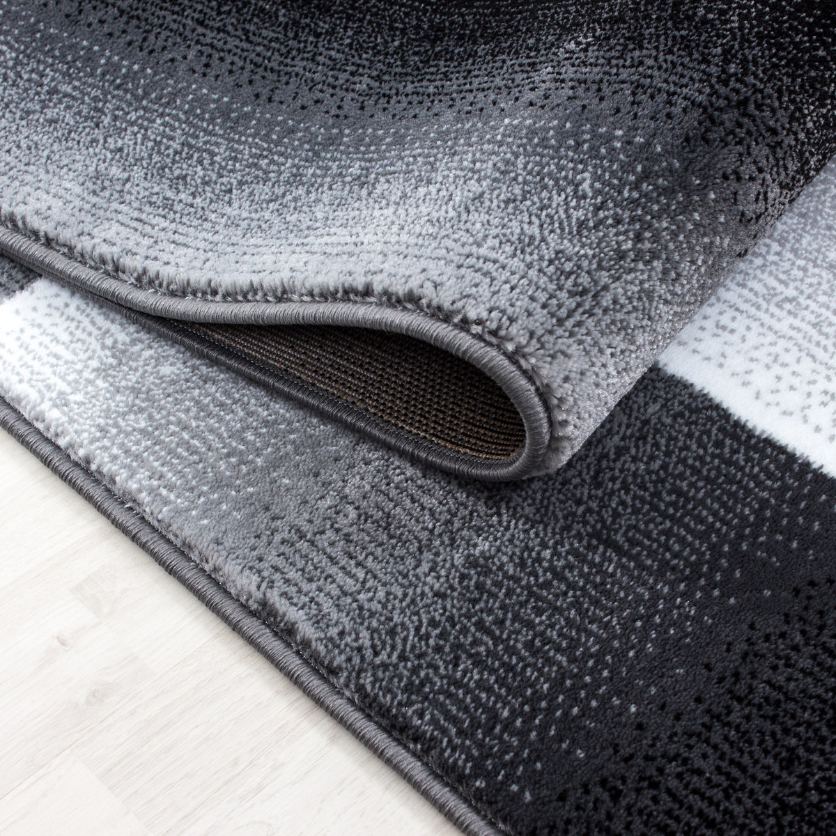 Kurzflor-Teppich Abstraktes Karo – Waschbar & Strapazierfähig | Heatset-Veredelung für Wolloptik – Ansicht 13