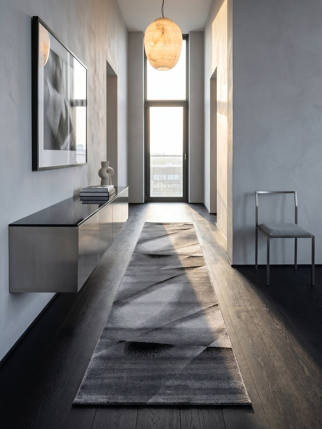 Teppich Schwarz Läufer im Wohnzimmer Einrichtungsidee_