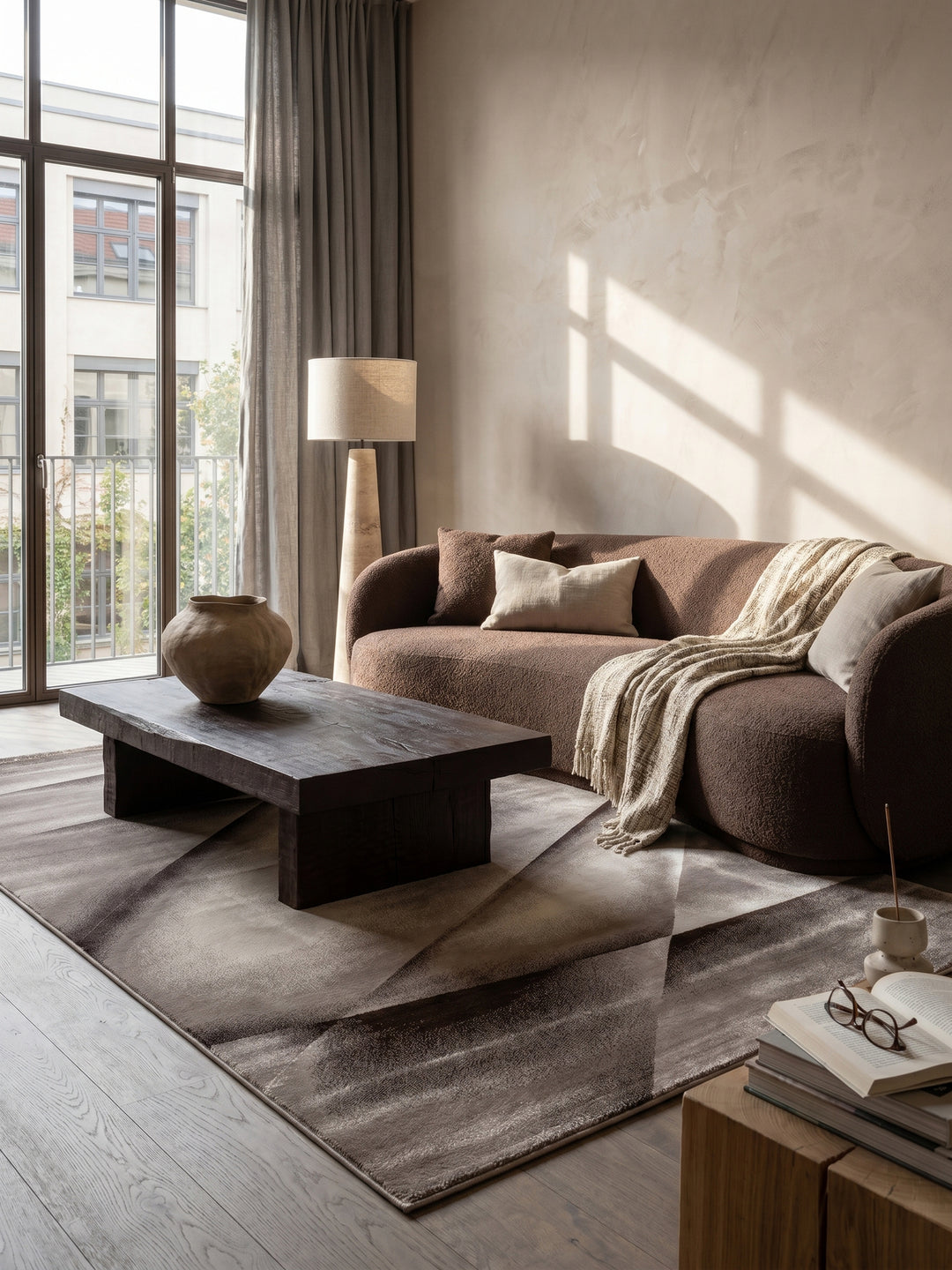 Teppich Brown rechteckig im Wohnzimmer Einrichtungsidee_