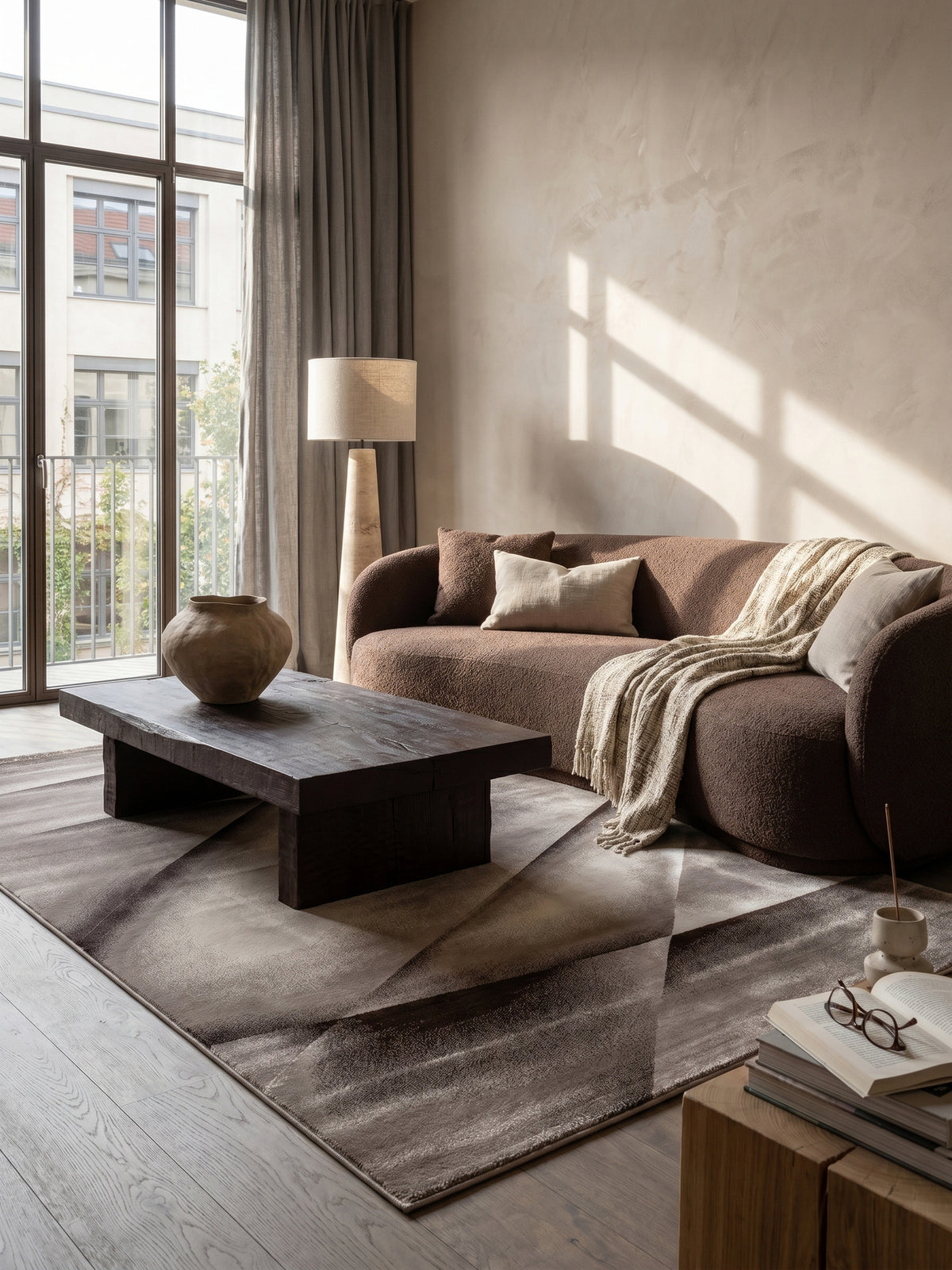Teppich Brown rechteckig im Wohnzimmer Einrichtungsidee