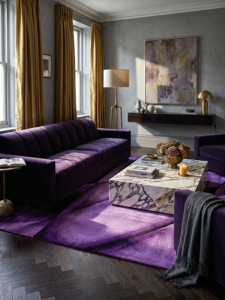 Teppich Lila rechteckig im Wohnzimmer Einrichtungsidee_