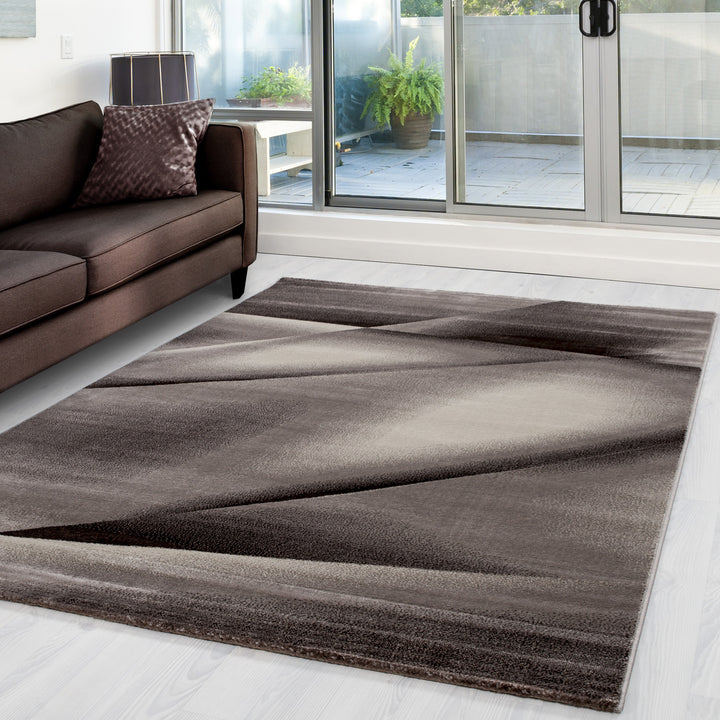 Teppich Kurzflor Abstrakt Polypropylen saugroboter Wohnzimmer_Braun_Läufer_