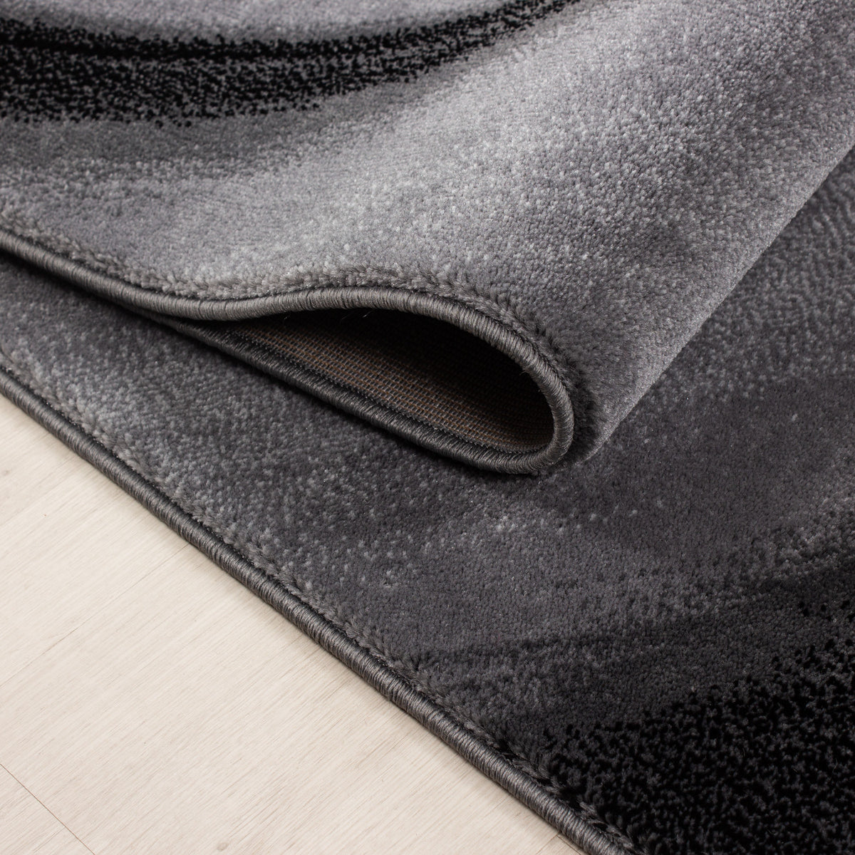 Kurzflor-Teppich Wellen-Muster – Waschbar & Strapazierfähig | Heatset-Veredelung für Wolloptik – Ansicht 5