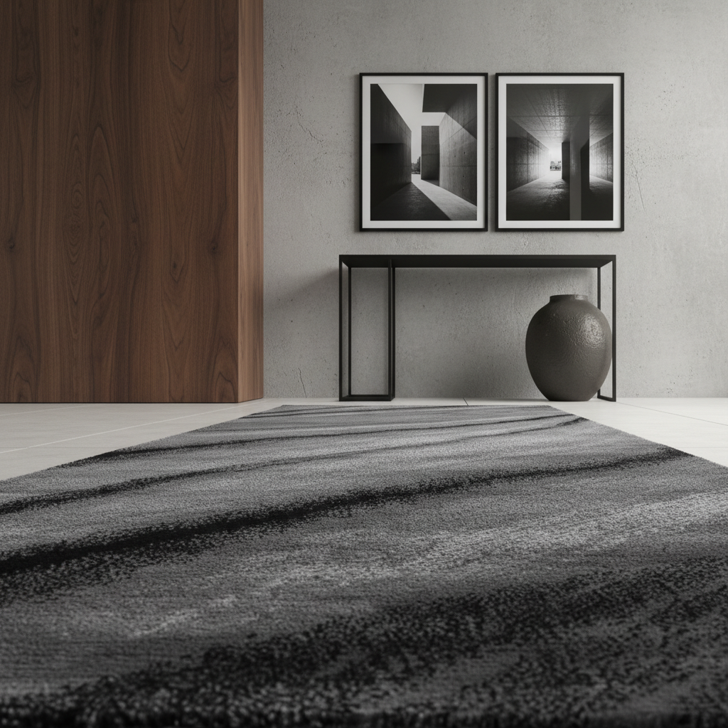 Teppich Kurzflor Abstrakt Wellen Polypropylen saugroboter Wohnzimmer_Läufer_