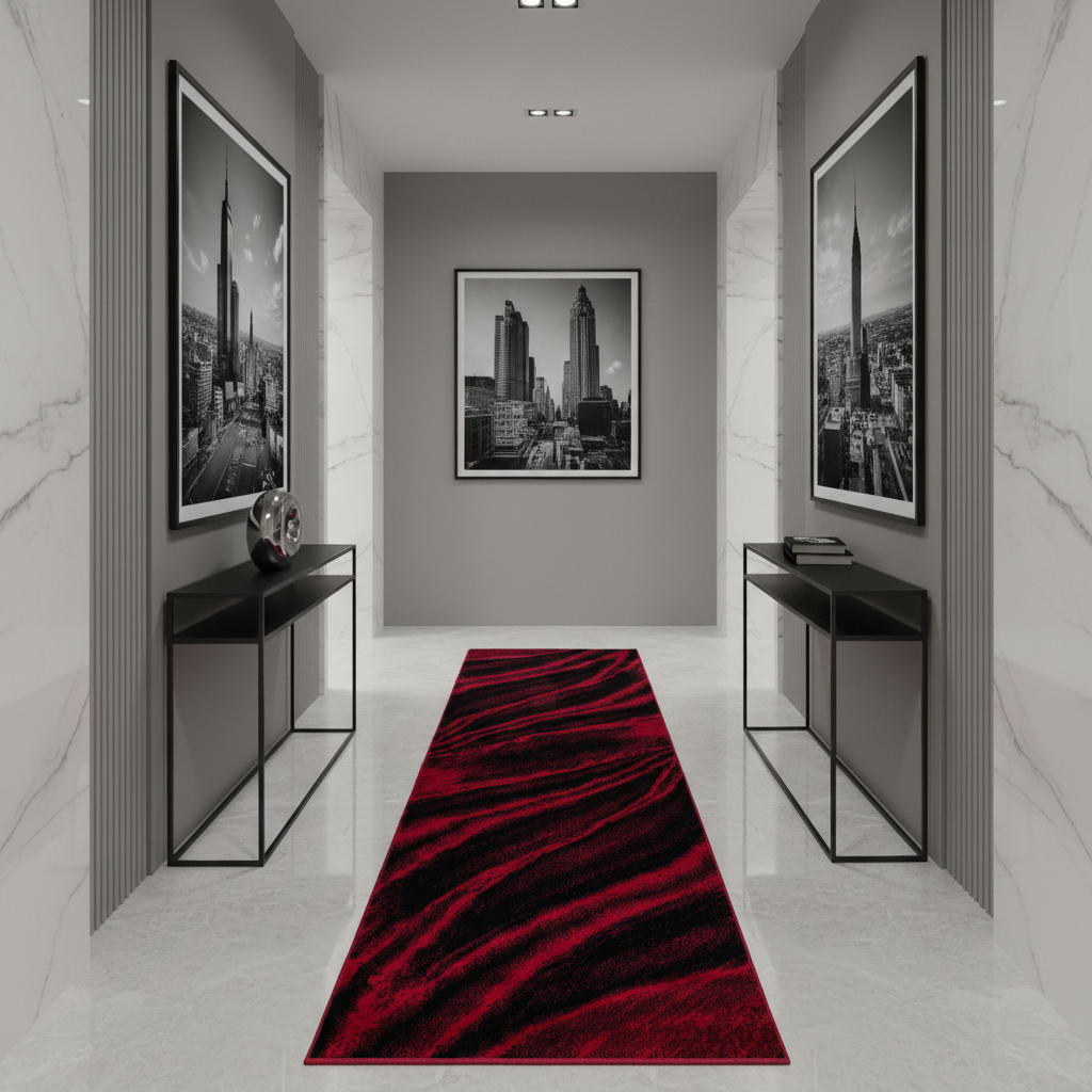 Teppich Kurzflor Abstrakt Wellen Polypropylen saugroboter Wohnzimmer_Läufer_