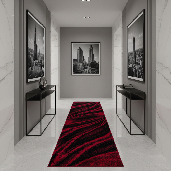 Teppich Kurzflor Abstrakt Wellen Polypropylen saugroboter Wohnzimmer_Läufer_