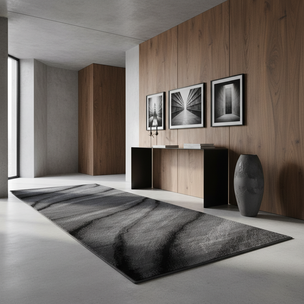 Teppich Kurzflor Abstrakt Wellen Polypropylen saugroboter Wohnzimmer_Läufer_