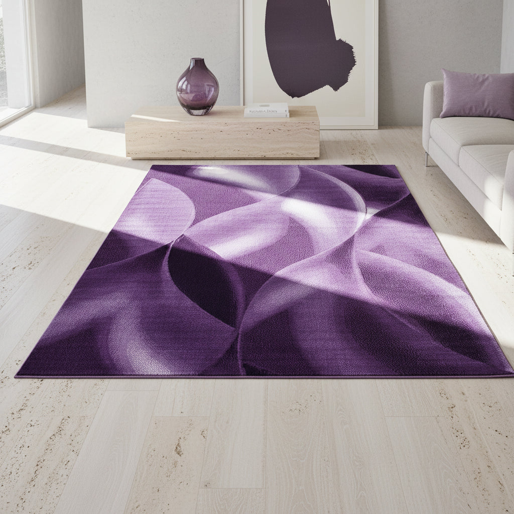 Teppich Kurzflor Abstrakte Wellen Polypropylen Wohnzimmer Läufer