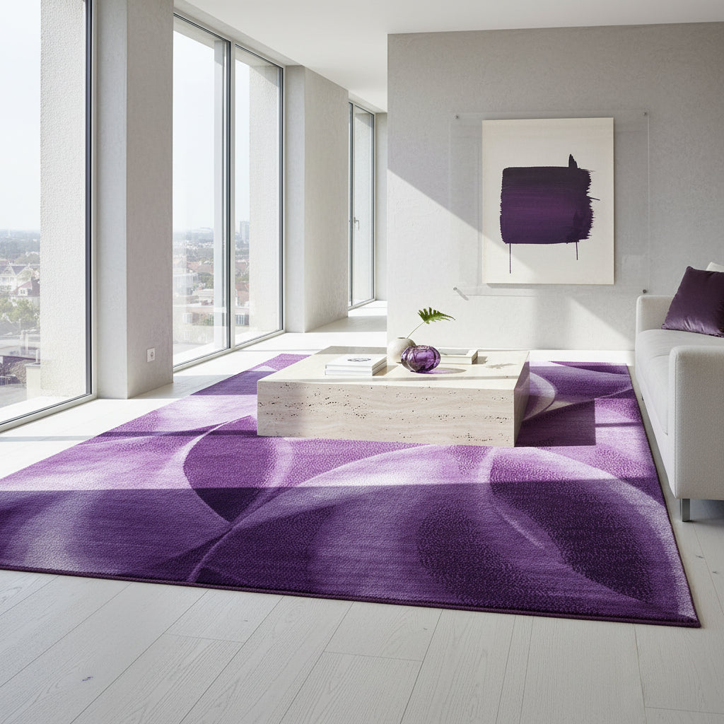 Teppich Kurzflor Abstrakte Wellen Polypropylen Wohnzimmer_Läufer_