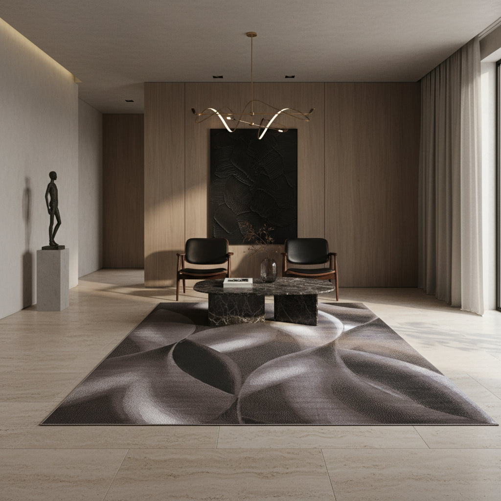 Teppich Kurzflor Abstrakte Wellen Polypropylen Wohnzimmer_Läufer_