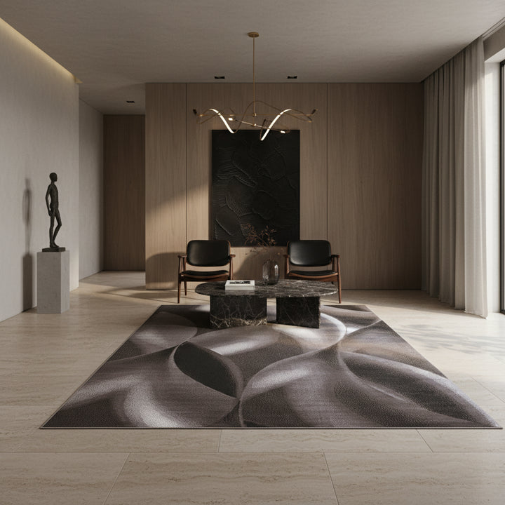 Teppich Kurzflor Abstrakte Wellen Polypropylen Wohnzimmer_Läufer_