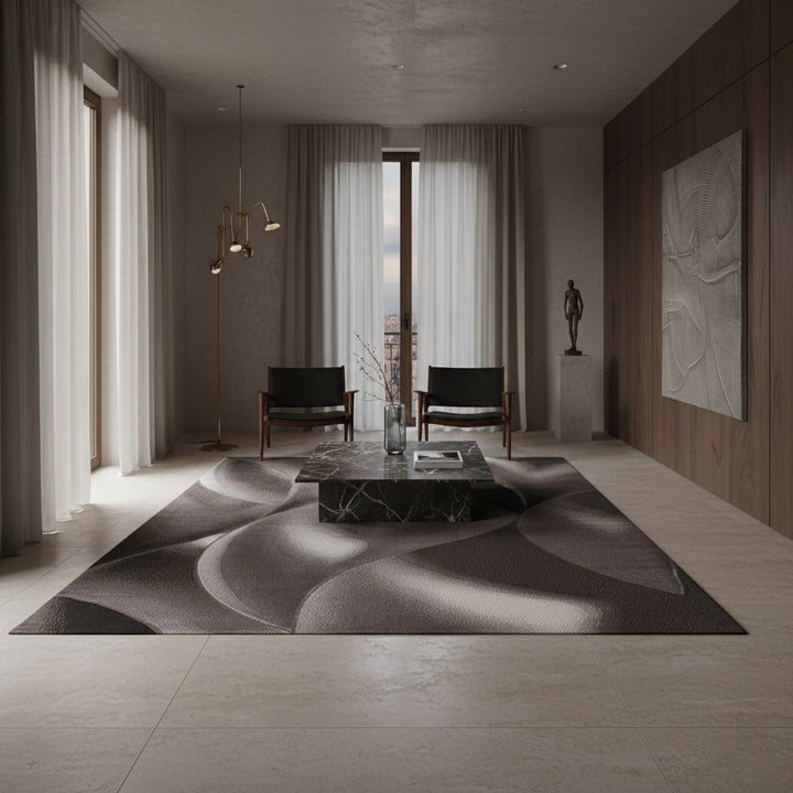 Teppich Kurzflor Abstrakte Wellen Polypropylen Wohnzimmer_Läufer_