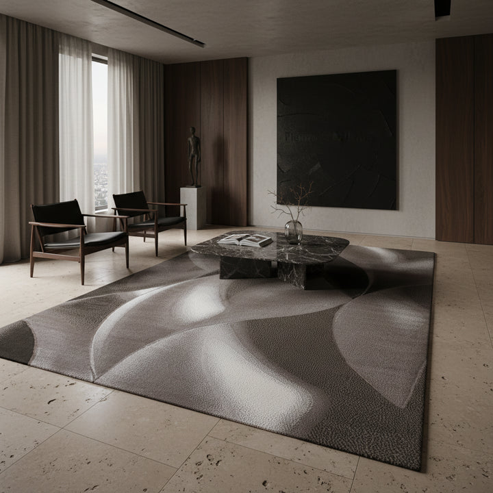 Teppich Kurzflor Abstrakte Wellen Polypropylen Wohnzimmer_Läufer_