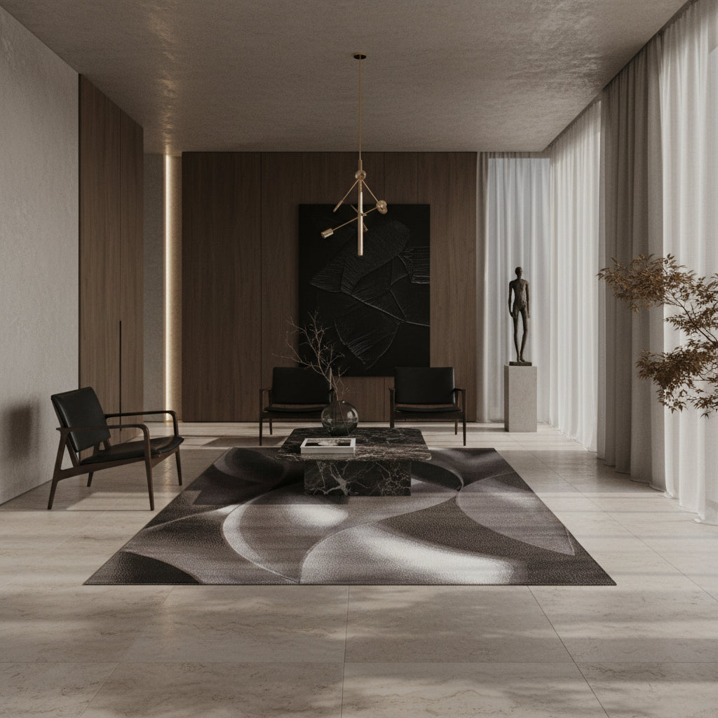 Teppich Kurzflor Abstrakte Wellen Polypropylen Wohnzimmer_Läufer_