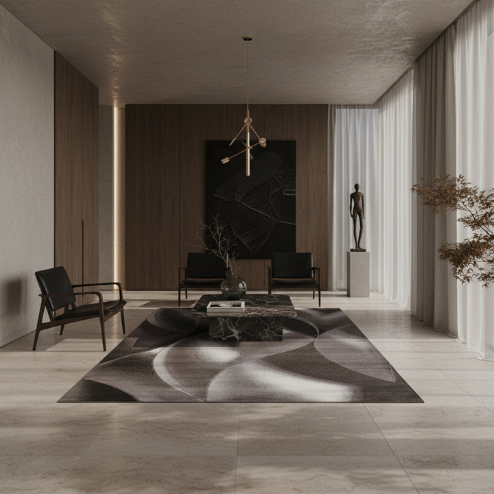 Teppich Kurzflor Abstrakte Wellen Polypropylen Wohnzimmer_Läufer_