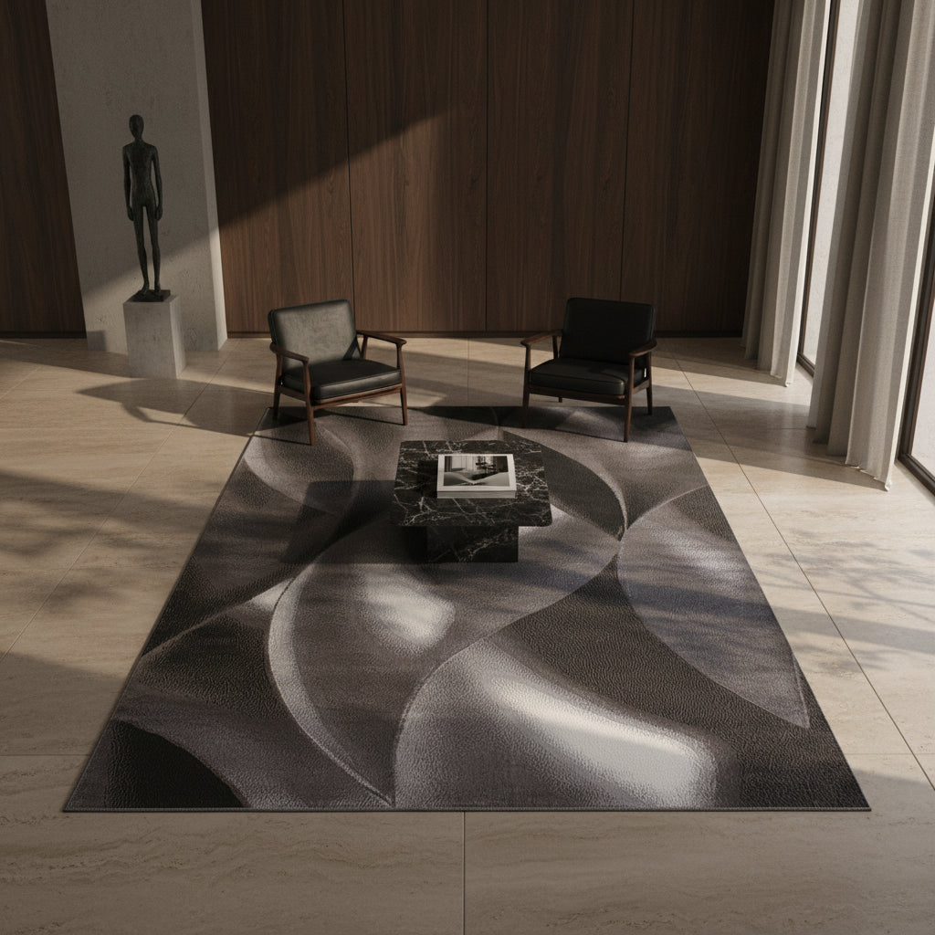 Teppich Kurzflor Abstrakte Wellen Polypropylen Wohnzimmer_Läufer_