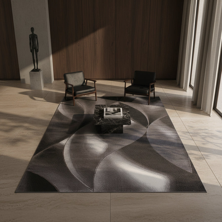 Teppich Kurzflor Abstrakte Wellen Polypropylen Wohnzimmer_Läufer_