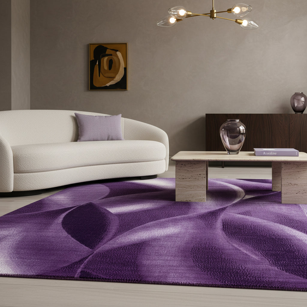Teppich Kurzflor Abstrakte Wellen Polypropylen Wohnzimmer Läufer