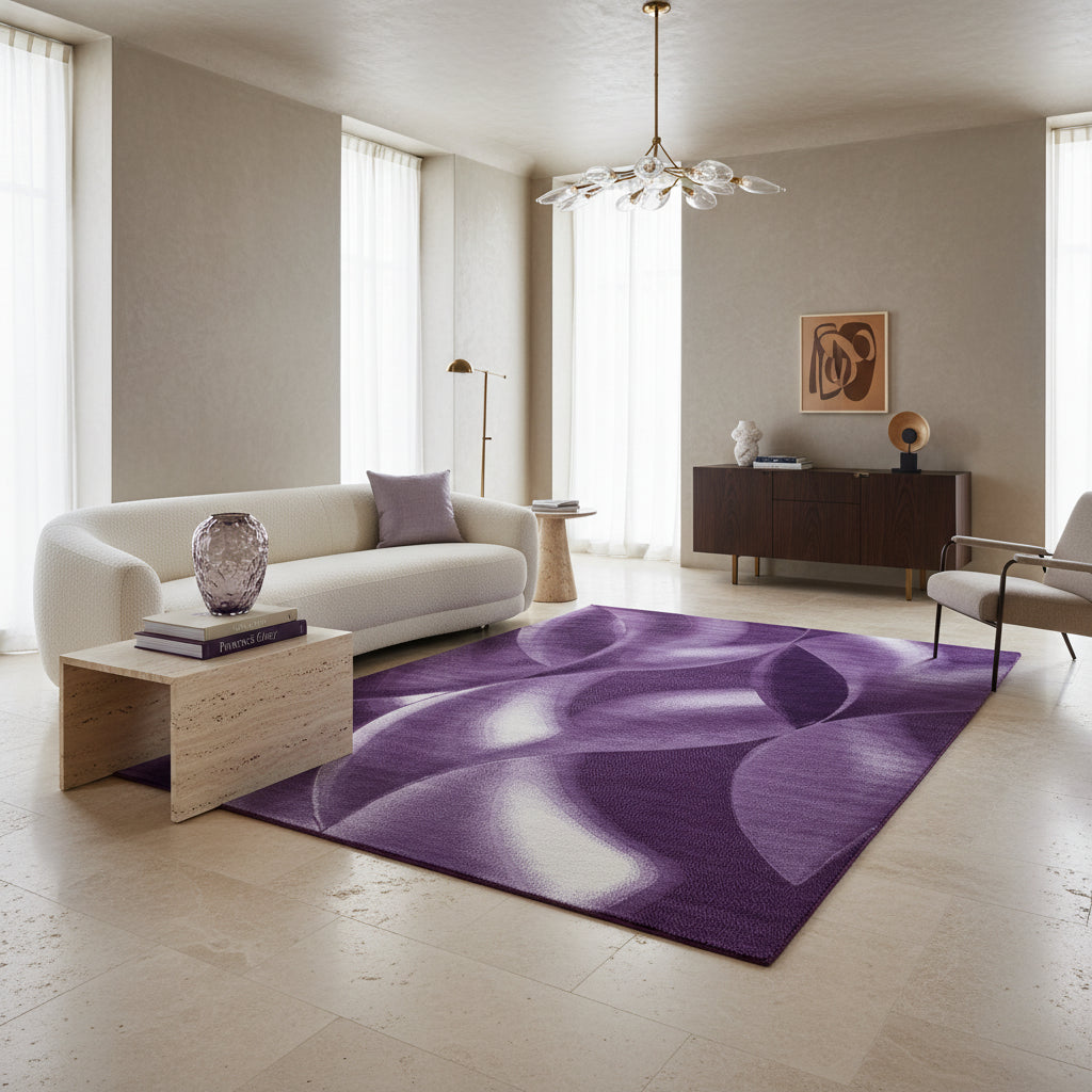 Teppich Kurzflor Abstrakte Wellen Polypropylen Wohnzimmer Läufer