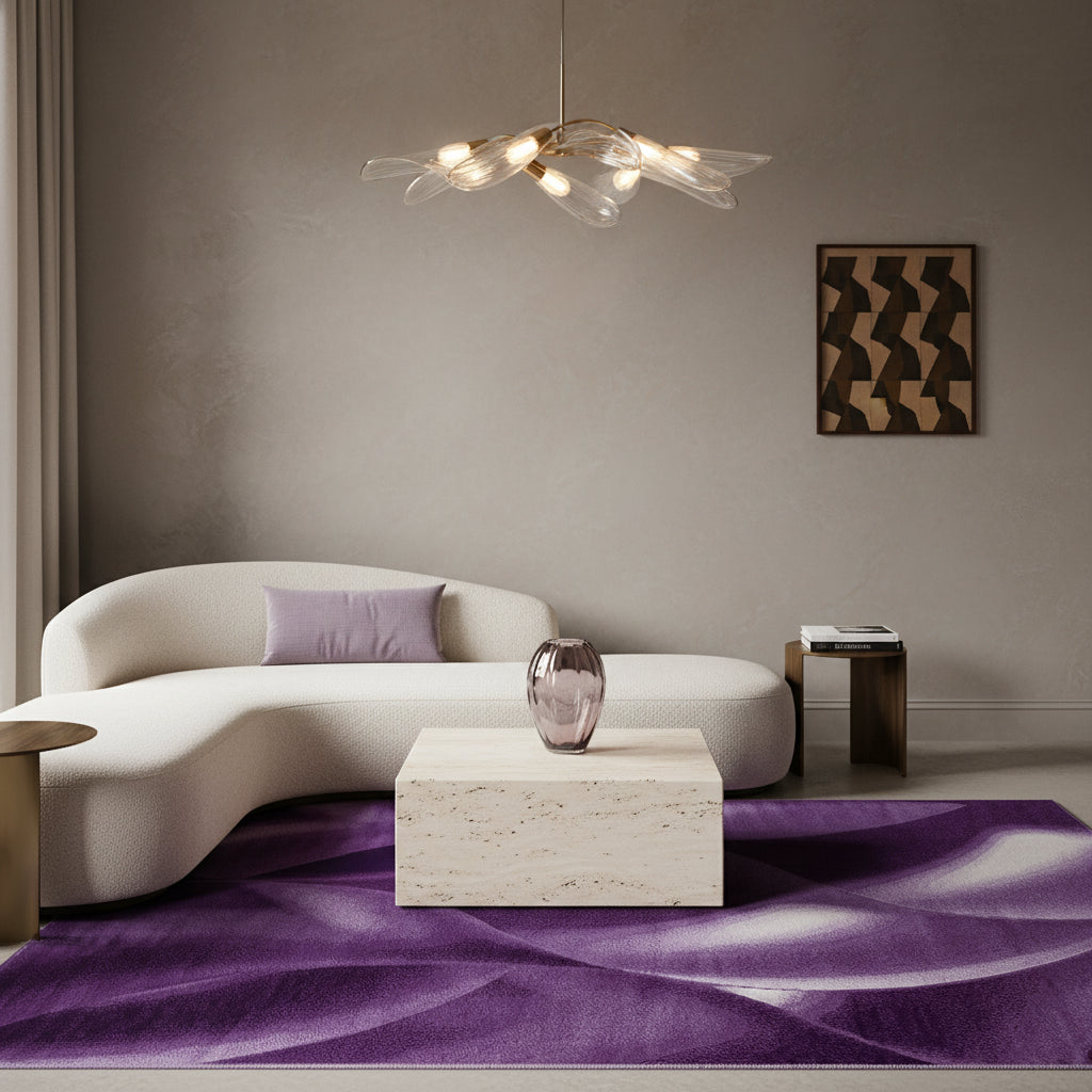 Teppich Kurzflor Abstrakte Wellen Polypropylen Wohnzimmer_Läufer_