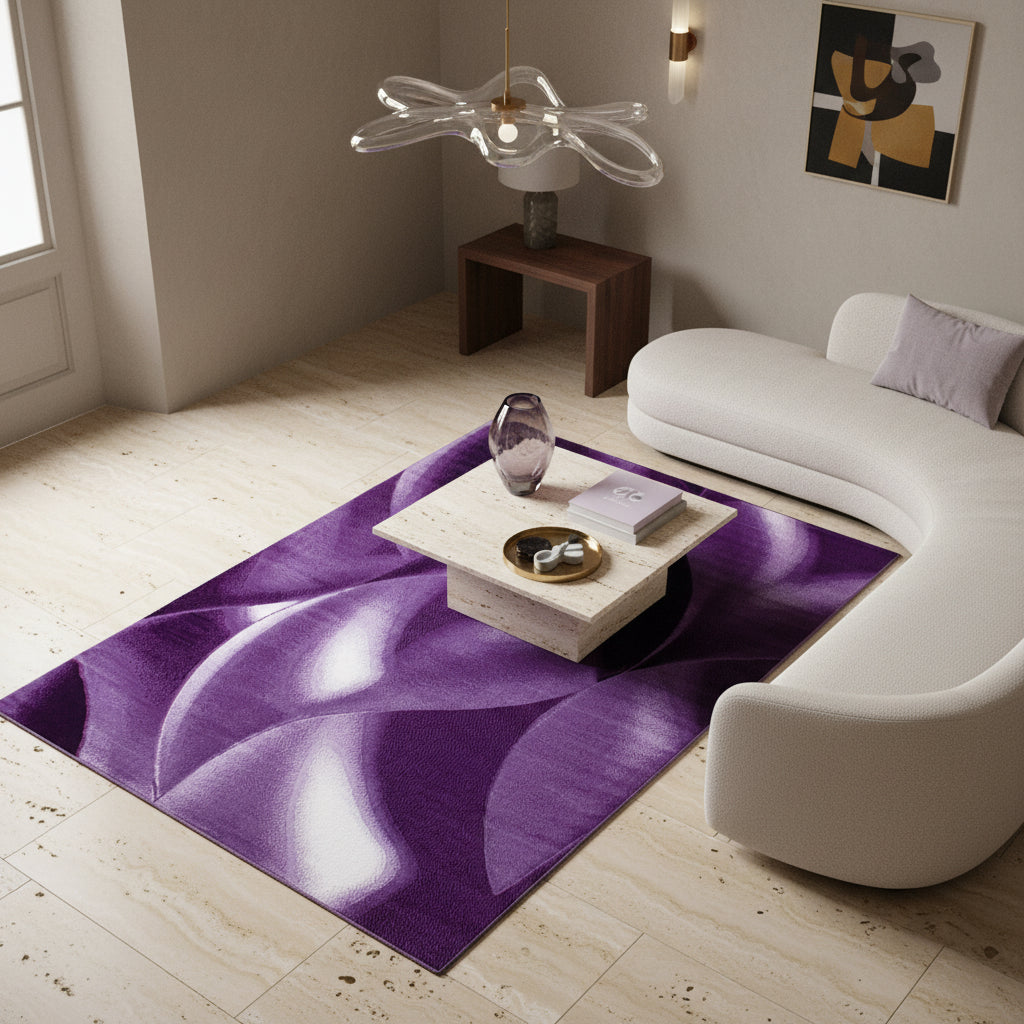 Teppich Kurzflor Abstrakte Wellen Polypropylen Wohnzimmer_Läufer_