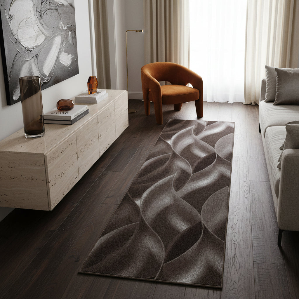 Teppich Kurzflor Abstrakte Wellen Polypropylen Wohnzimmer_Läufer_