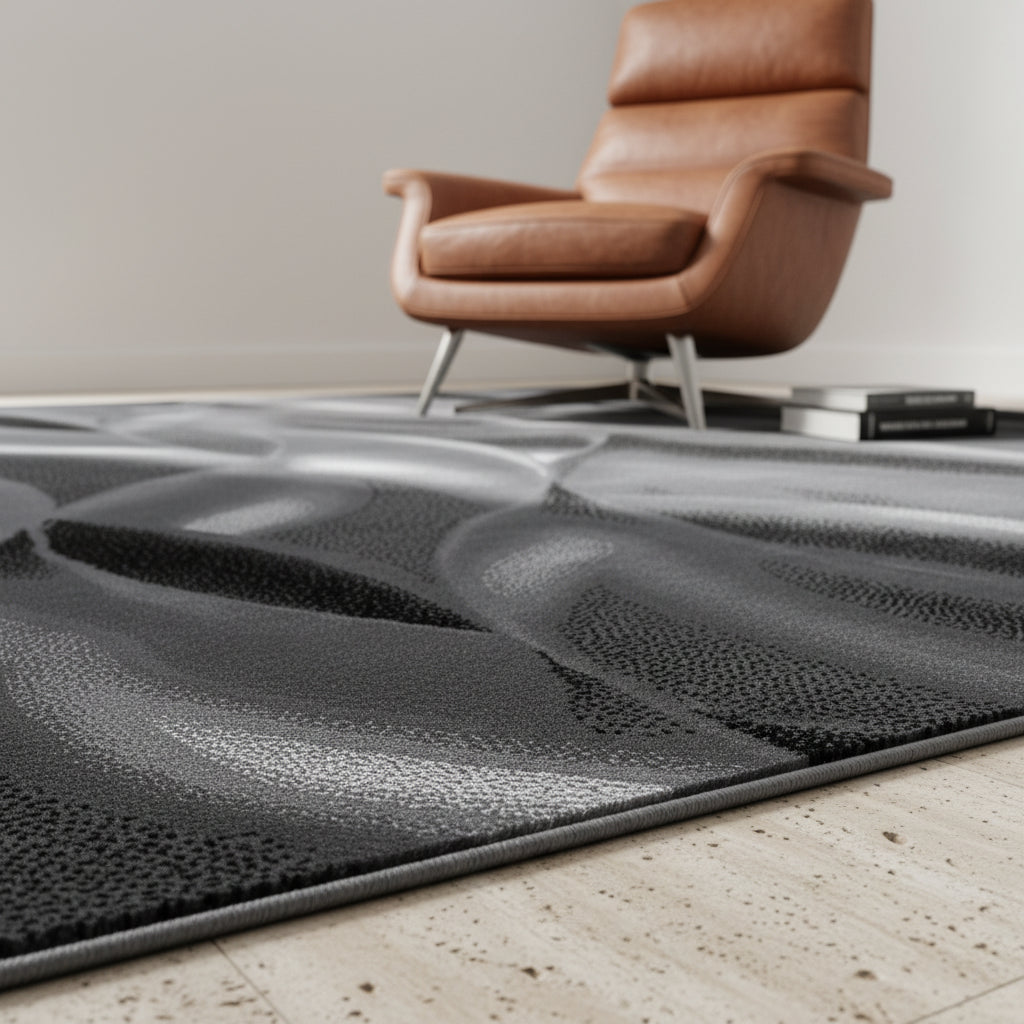 Teppich Kurzflor Abstrakte Wellen Polypropylen Wohnzimmer_Läufer_