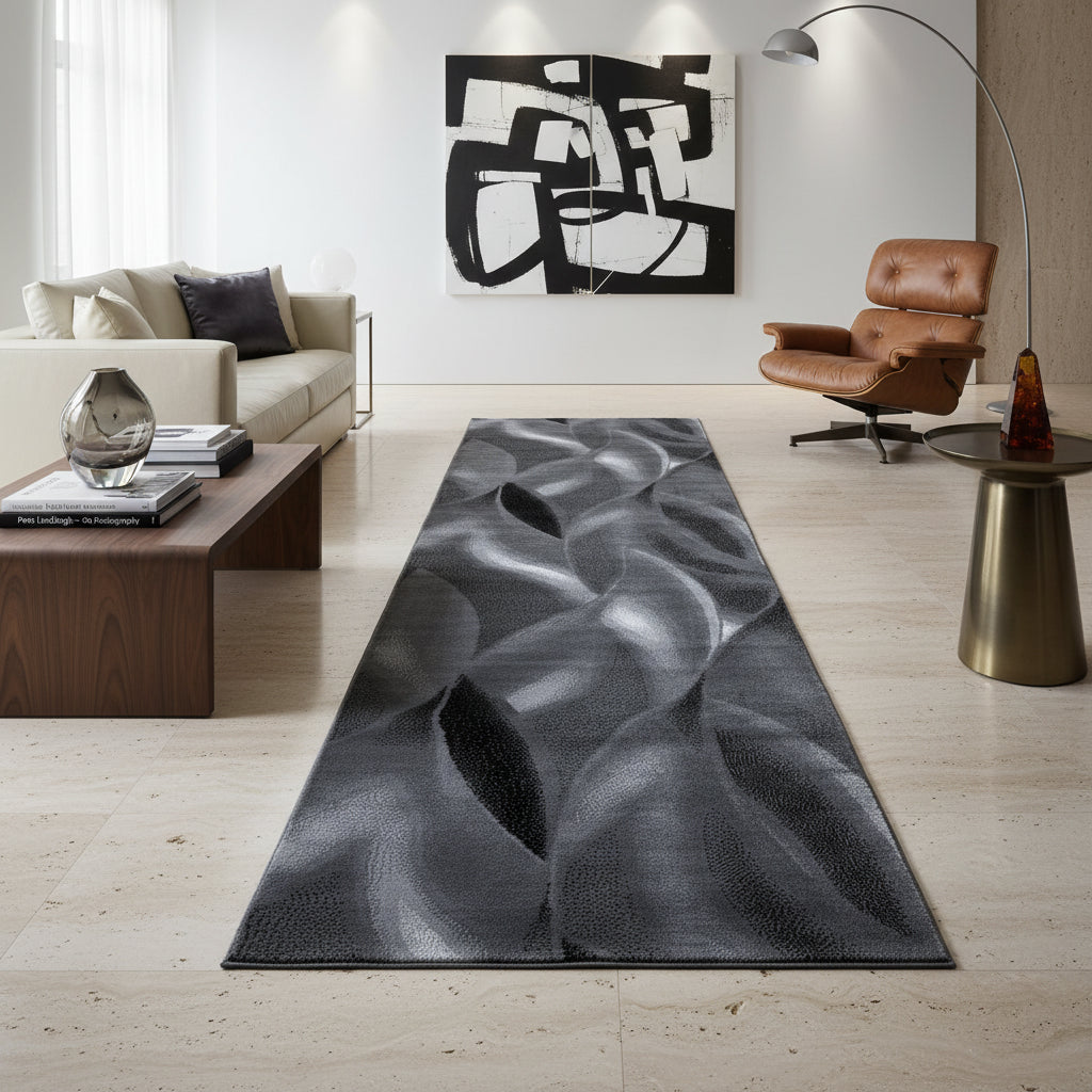Teppich Kurzflor Abstrakte Wellen Polypropylen Wohnzimmer_Läufer_