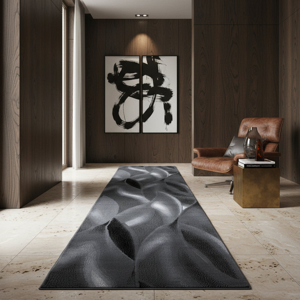 Teppich Kurzflor Abstrakte Wellen Polypropylen Wohnzimmer_Läufer_