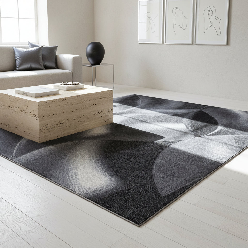 Teppich Kurzflor Abstrakte Wellen Polypropylen Wohnzimmer_Läufer_