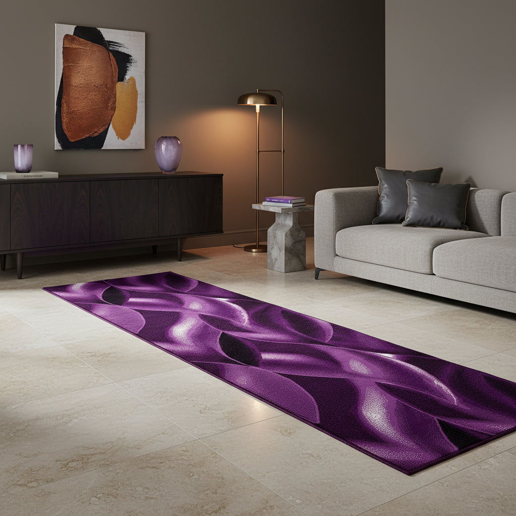 Teppich Kurzflor Abstrakte Wellen Polypropylen Wohnzimmer_Läufer_