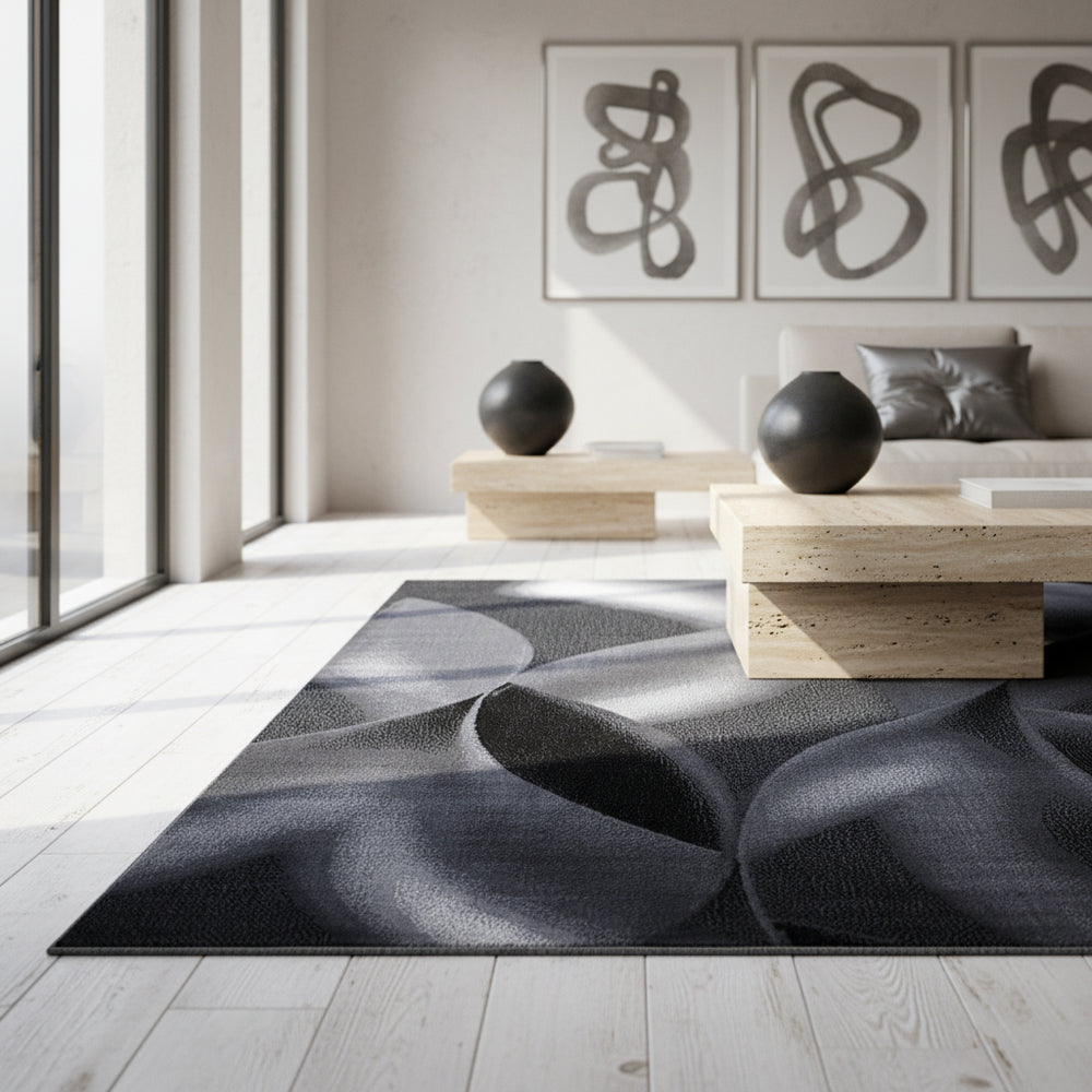 Teppich Kurzflor Abstrakte Wellen Polypropylen Wohnzimmer_Läufer_