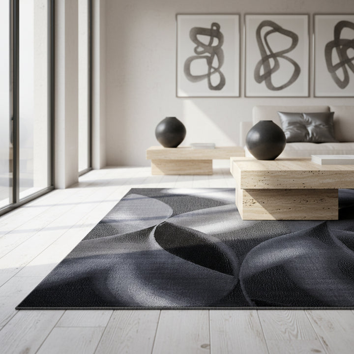 Teppich Kurzflor Abstrakte Wellen Polypropylen Wohnzimmer_Läufer_