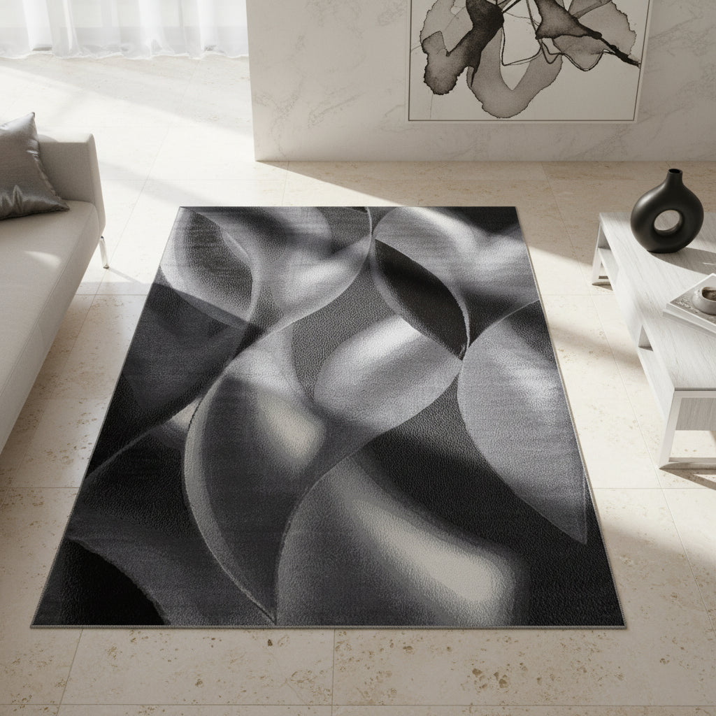 Teppich Kurzflor Abstrakte Wellen Polypropylen Wohnzimmer_Läufer_