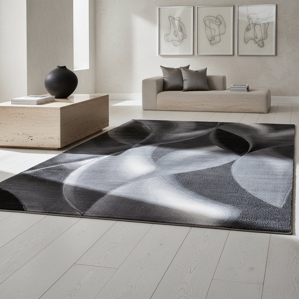 Teppich Kurzflor Abstrakte Wellen Polypropylen Wohnzimmer_Läufer_
