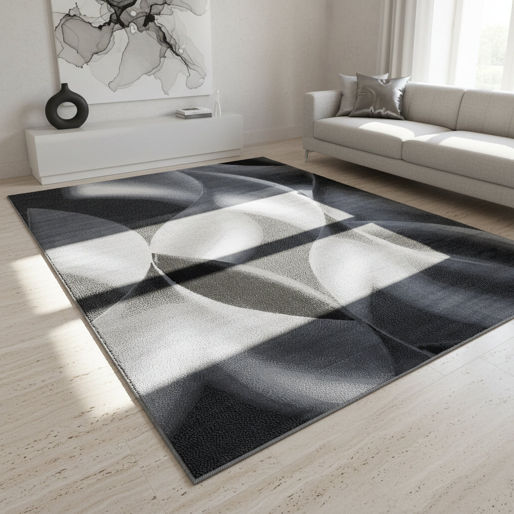 Teppich Kurzflor Abstrakte Wellen Polypropylen Wohnzimmer_Läufer_