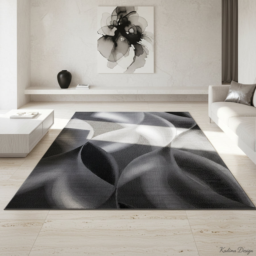 Teppich Kurzflor Abstrakte Wellen Polypropylen Wohnzimmer_Läufer_