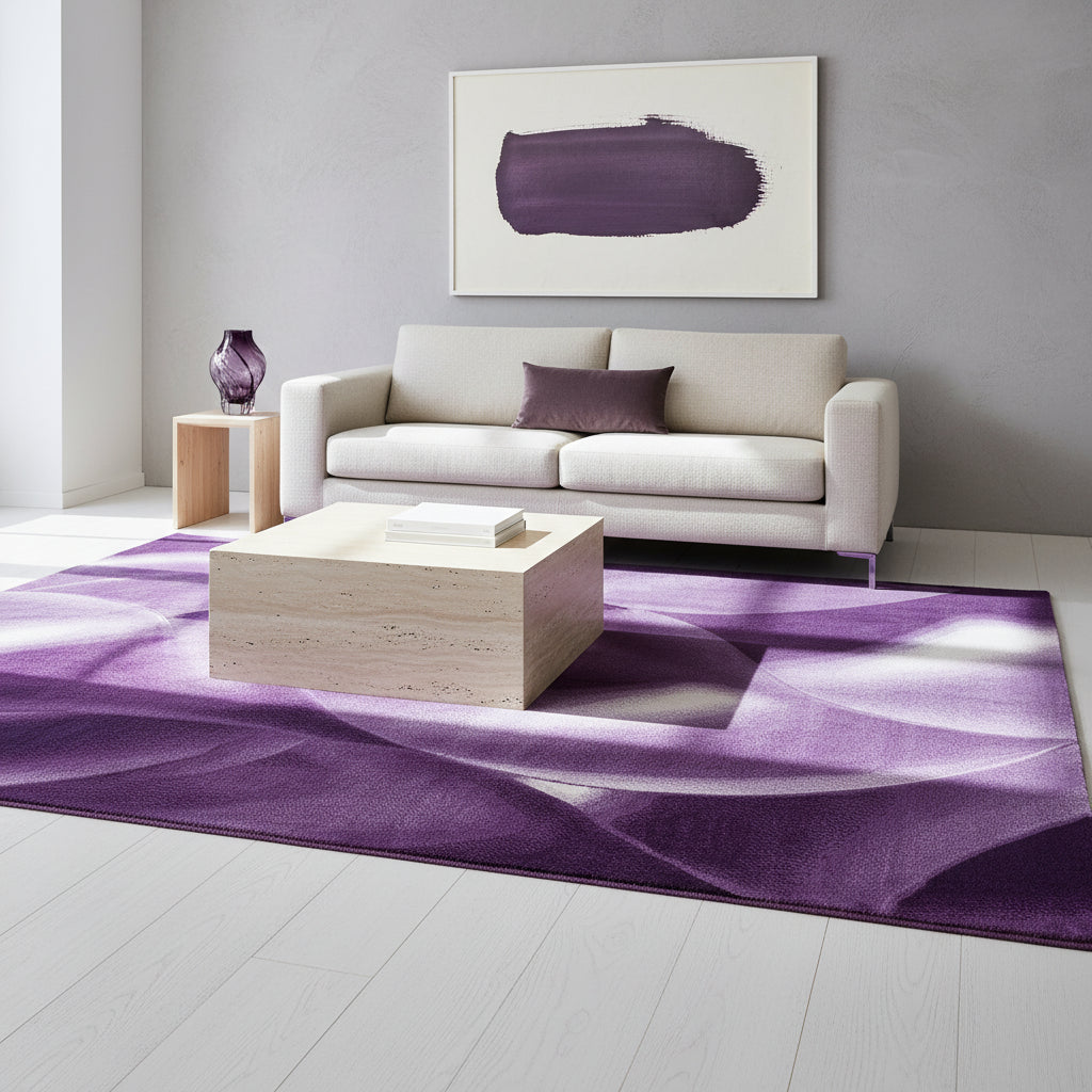 Teppich Kurzflor Abstrakte Wellen Polypropylen Wohnzimmer_Läufer_