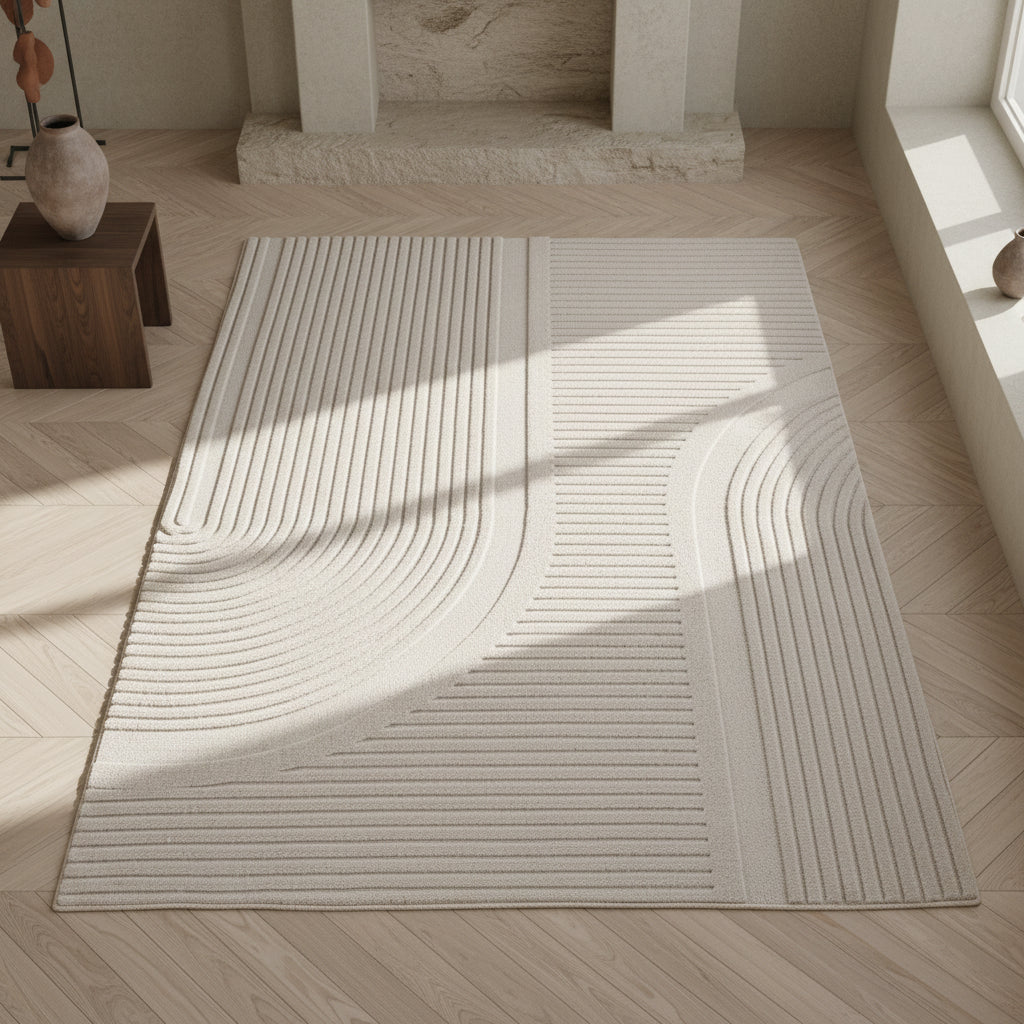 Waschbarer Kurzflor Teppich Bogendesign Asymmetrisch – Kadima Design