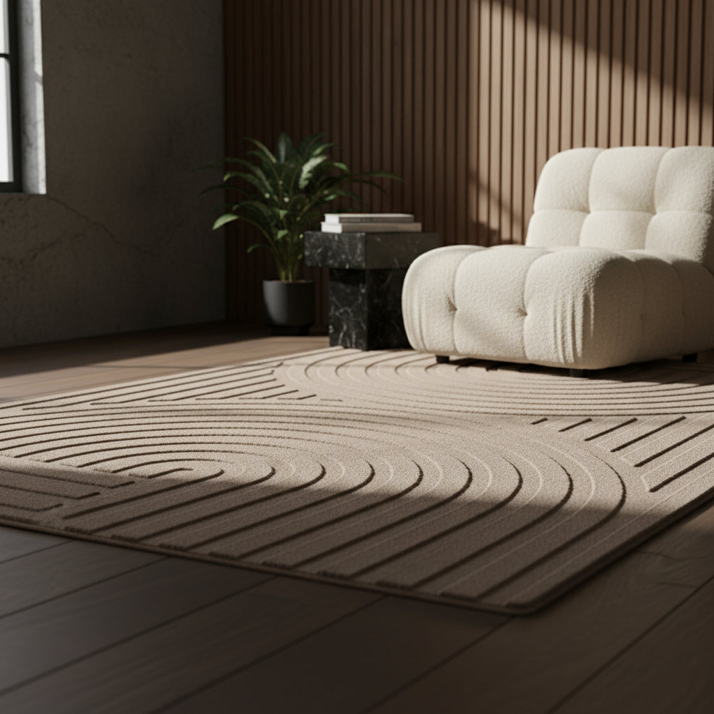 Kurzflor-Teppich Bogenmuster Symmetrisch – Waschbarer Art-Déco-Stil – Ansicht 11
