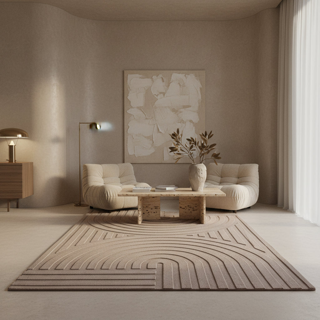 Kurzflor-Teppich Bogenmuster Symmetrisch – Waschbarer Art-Déco-Stil – Ansicht 16