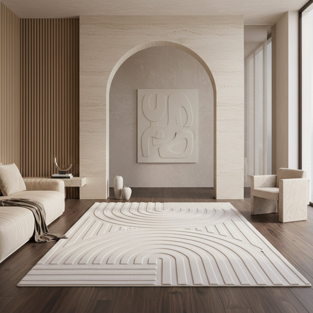 Kurzflor-Teppich Bogenmuster Symmetrisch – Waschbarer Art-Déco-Stil – Ansicht 1