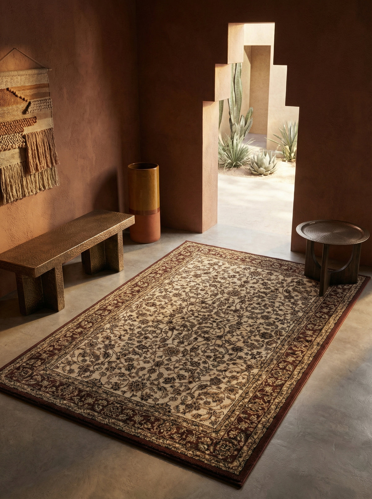 Teppich Kurzflor Boho Ornament Polypropylen Gewebt Läufer