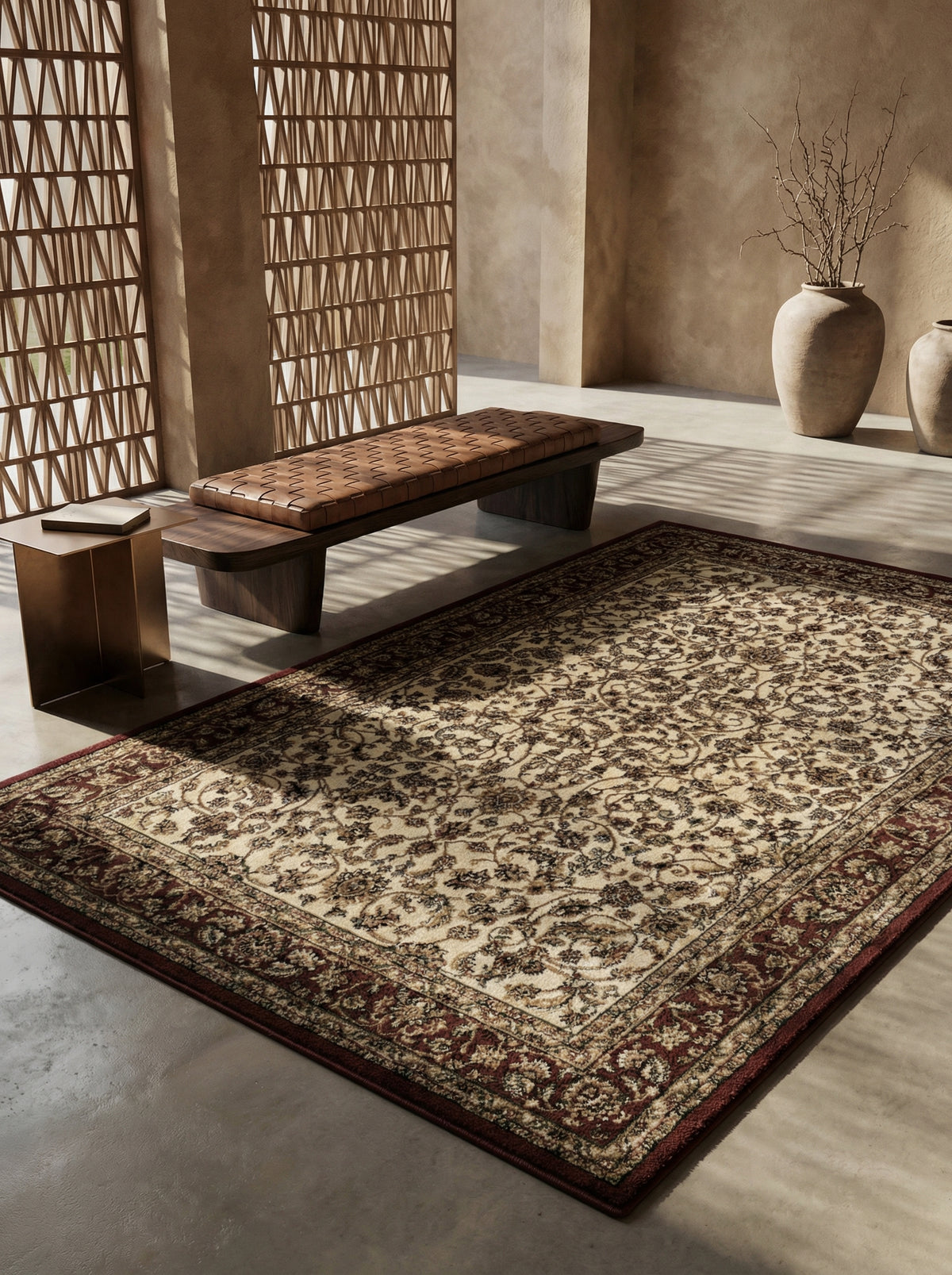 Teppich Kurzflor Boho Ornament Polypropylen Gewebt Läufer