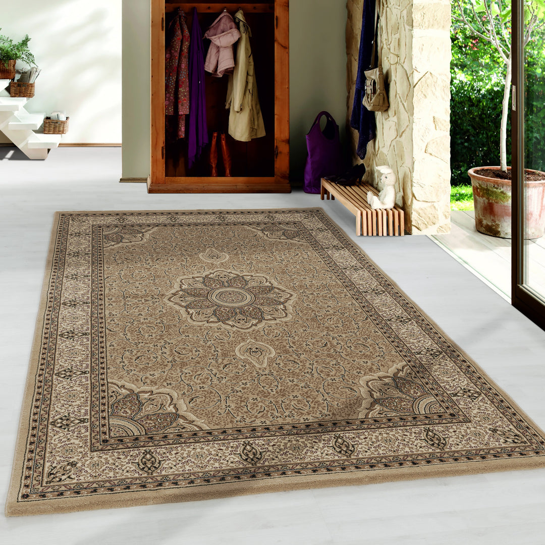 Teppich Kurzflor Boho Vintage Look Polypropylen Gewebt_Beige_Läufer_