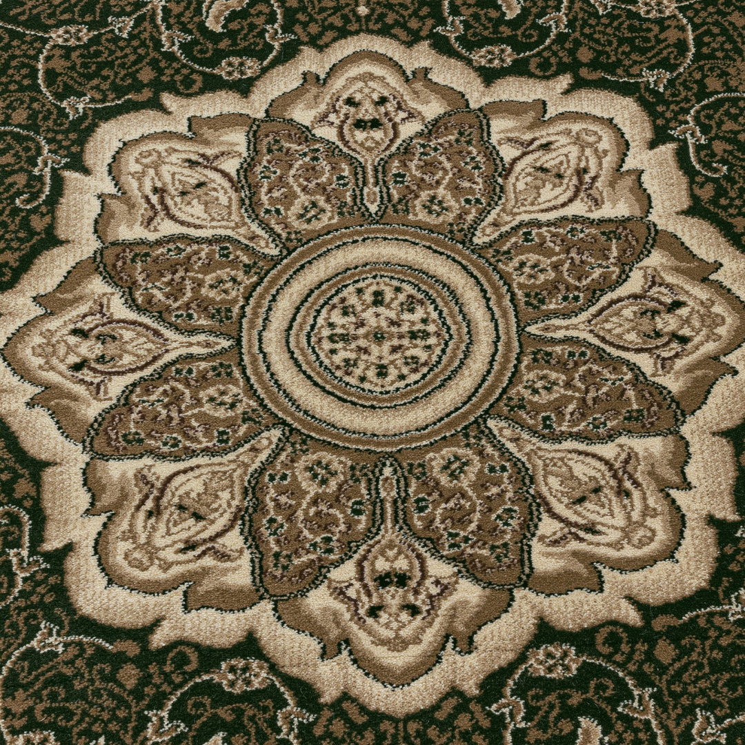 Teppich Kurzflor Boho Vintage Look Polypropylen Gewebt Grün Läufer 80x150_Läufer_