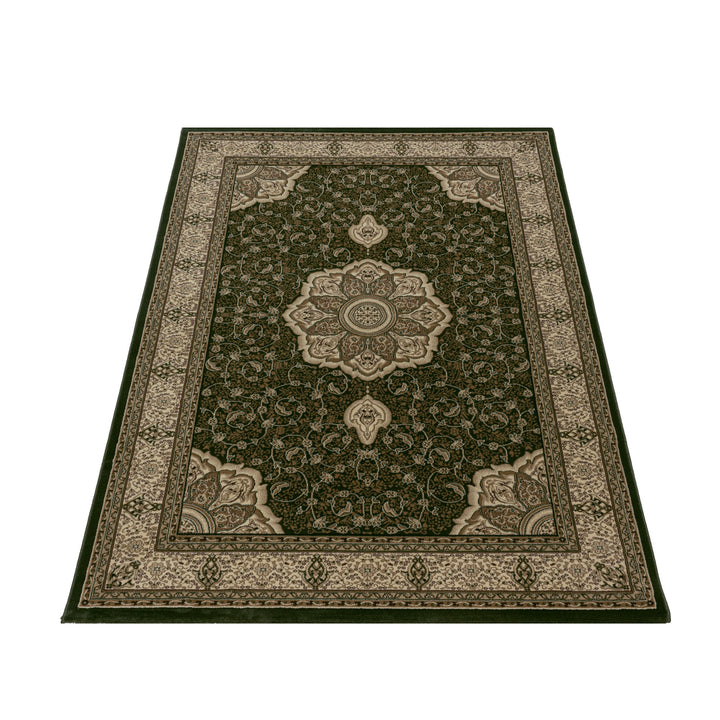 Teppich Kurzflor Boho Vintage Look Polypropylen Gewebt Grün Läufer 80x150_Läufer_
