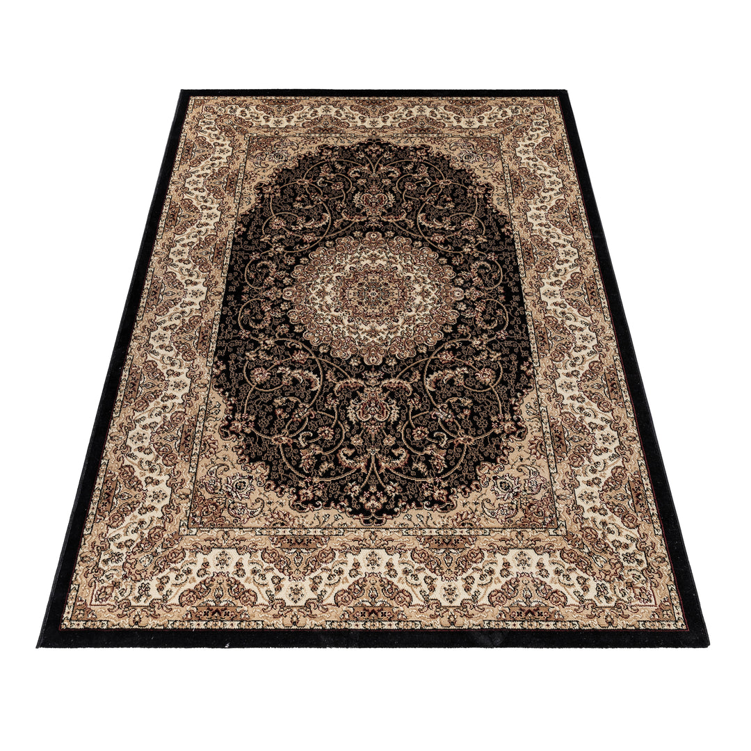 Teppich Kurzflor Ethno Design Polypropylen Gewebt Schwarz Läufer 80x150_Läufer_