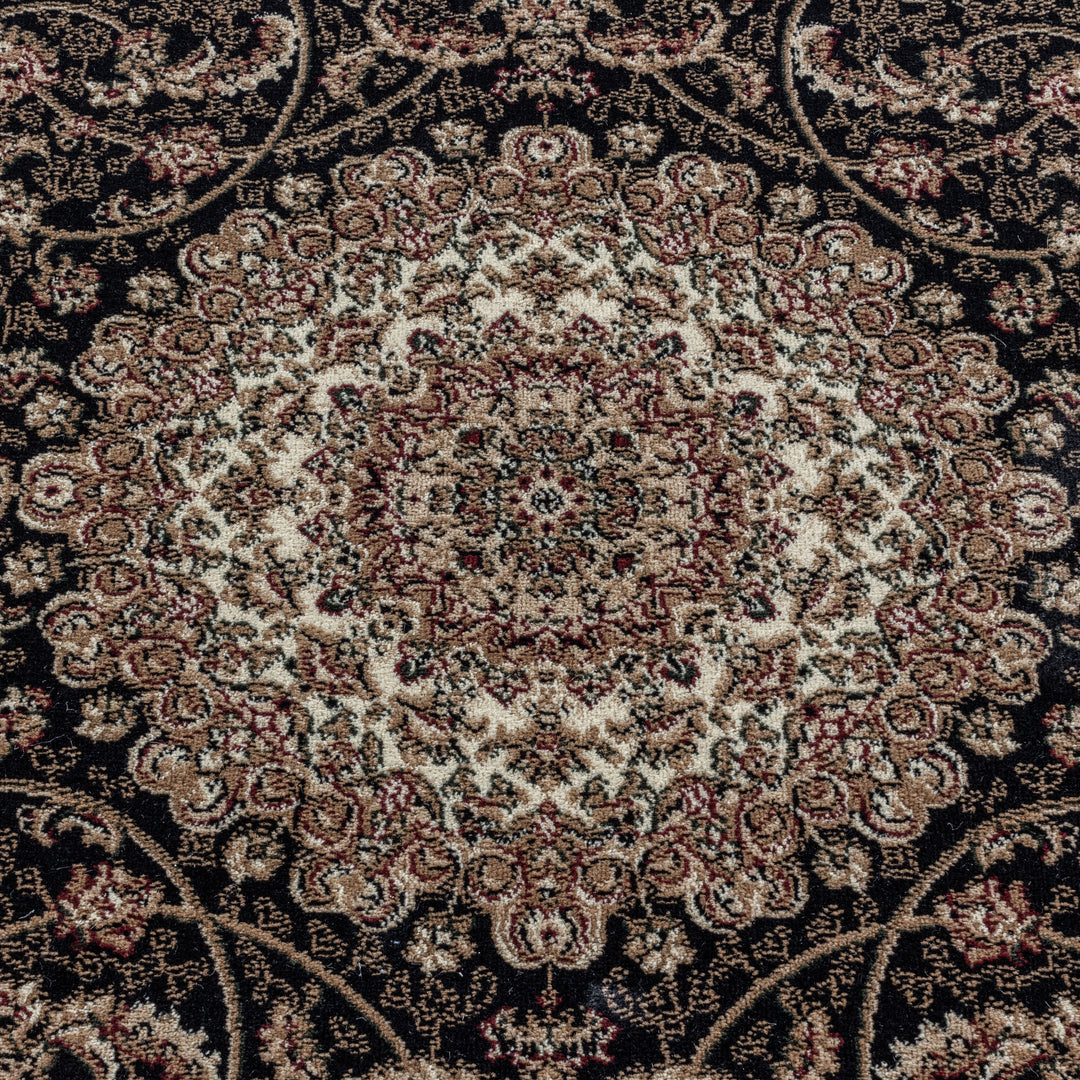 Teppich Kurzflor Ethno Design Polypropylen Gewebt Schwarz Läufer 80x150_Läufer_